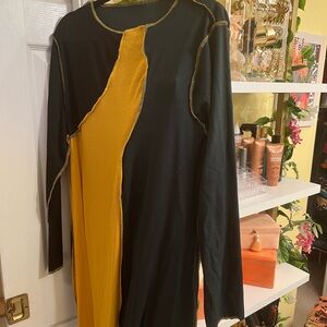 SHEIN Black and Yellow Long Sleeve Dress